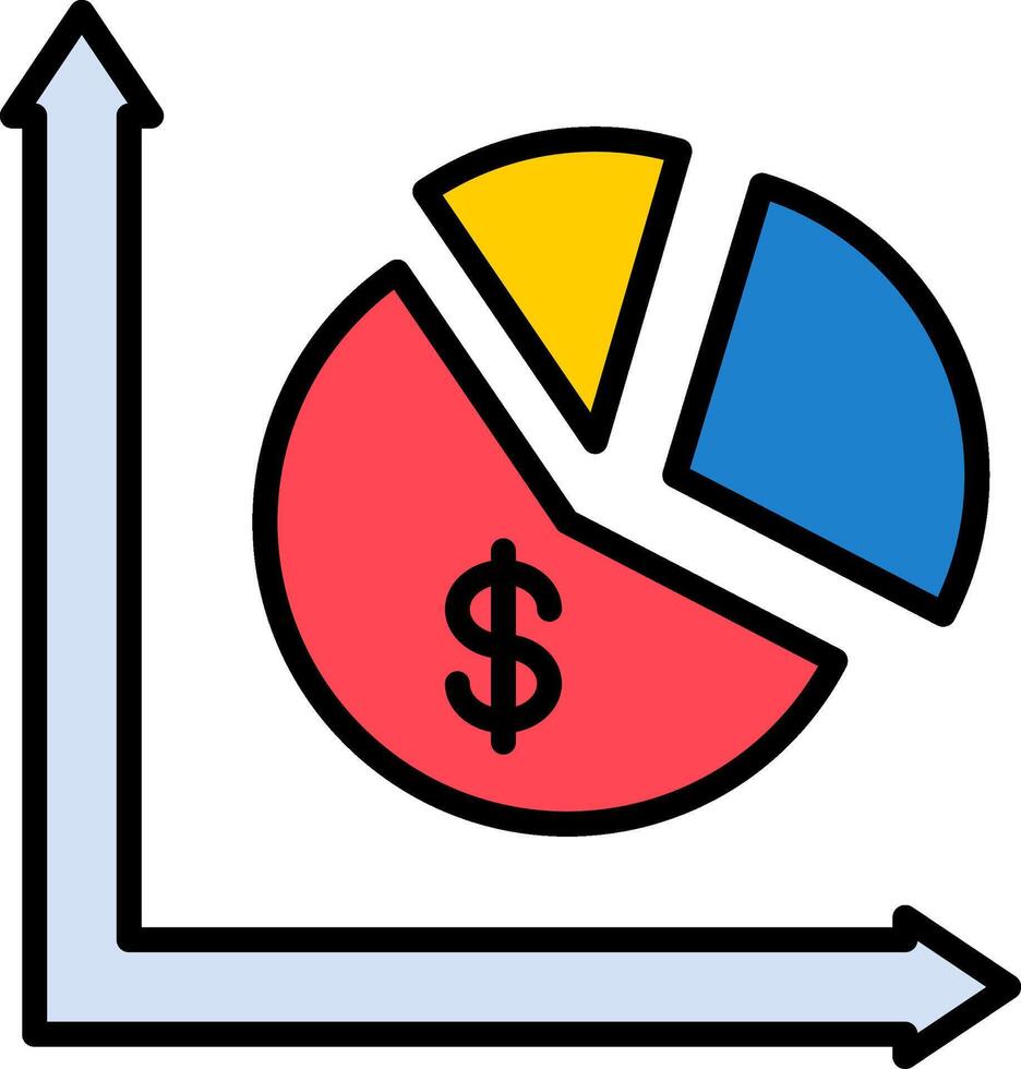Pie Chart Line Filled Icon vector