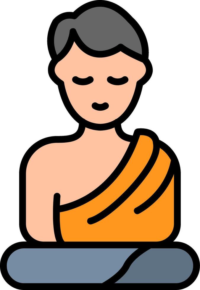 Monk Line Filled Icon vector