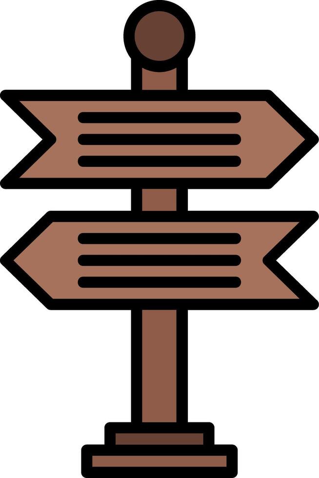 Road Sign Line Filled Icon vector