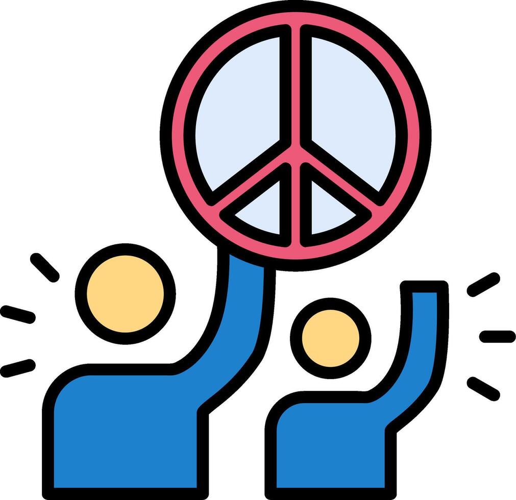 Peace Sign Line Filled Icon vector