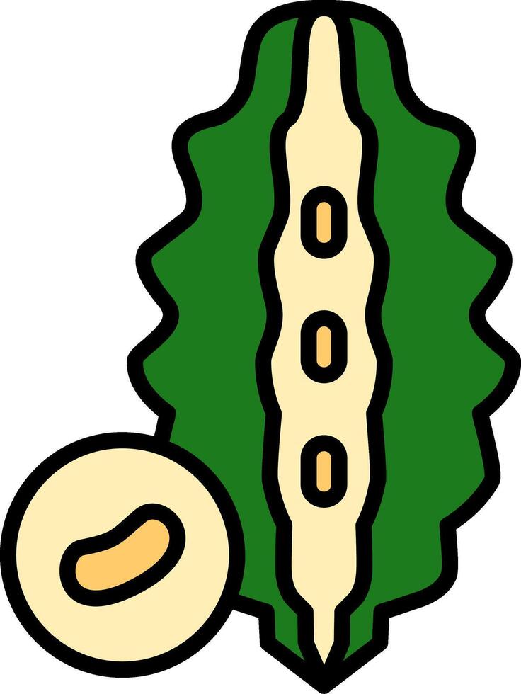 Bitter Gourd Line Filled Icon vector