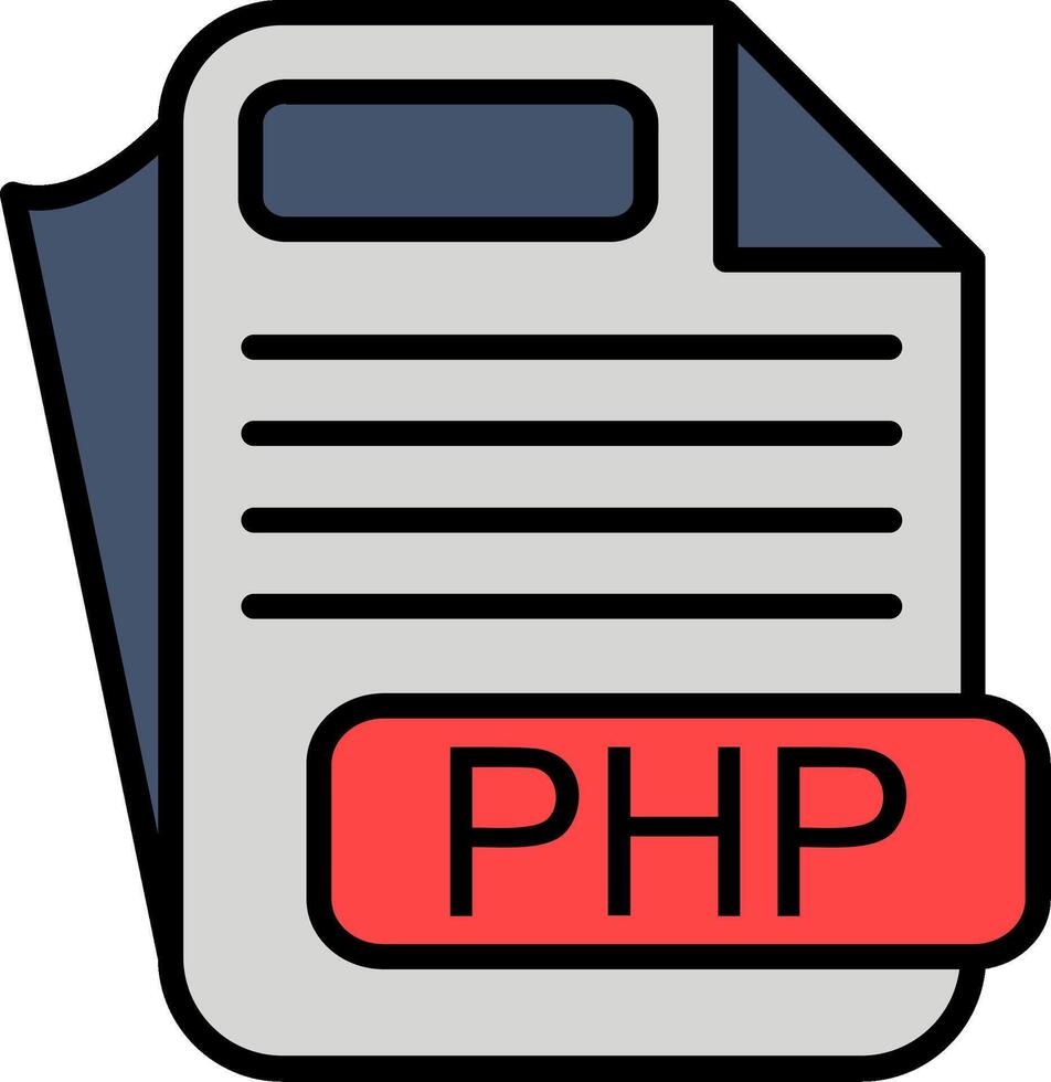 PHP File Format Line Filled Icon vector