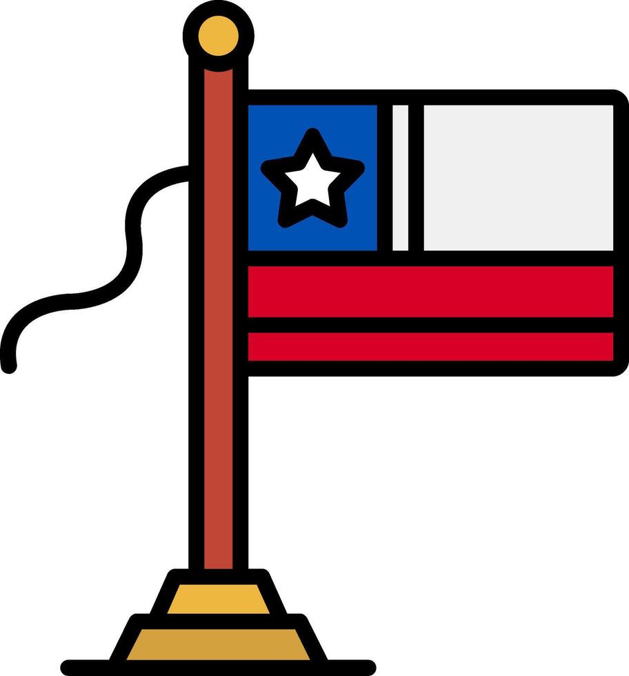 Chile Flag Line Filled Icon vector