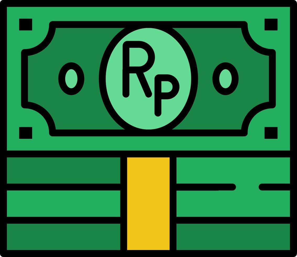Indonesian Rupiah Line Filled Icon vector