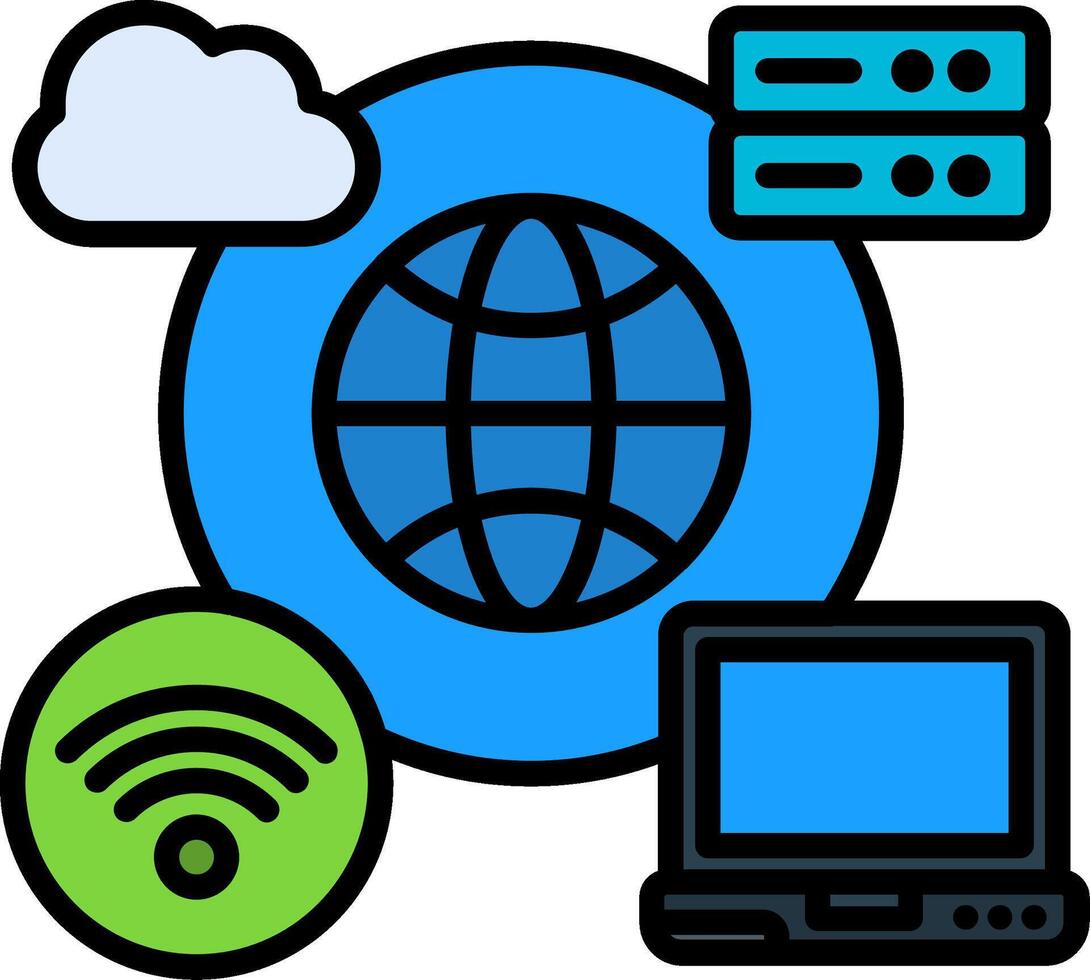 Networking Line Filled Icon vector