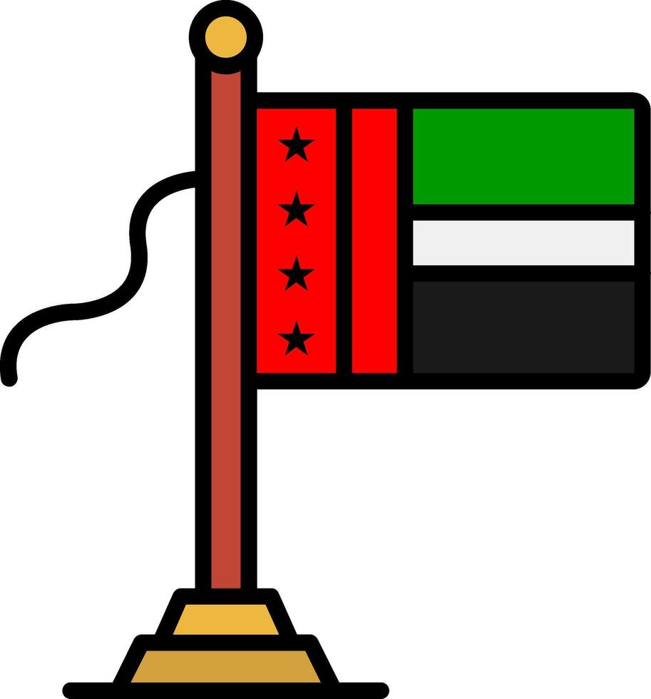 United Arab Emirates Flag Line Filled Icon vector