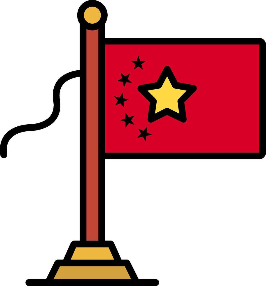 China Flag Line Filled Icon vector