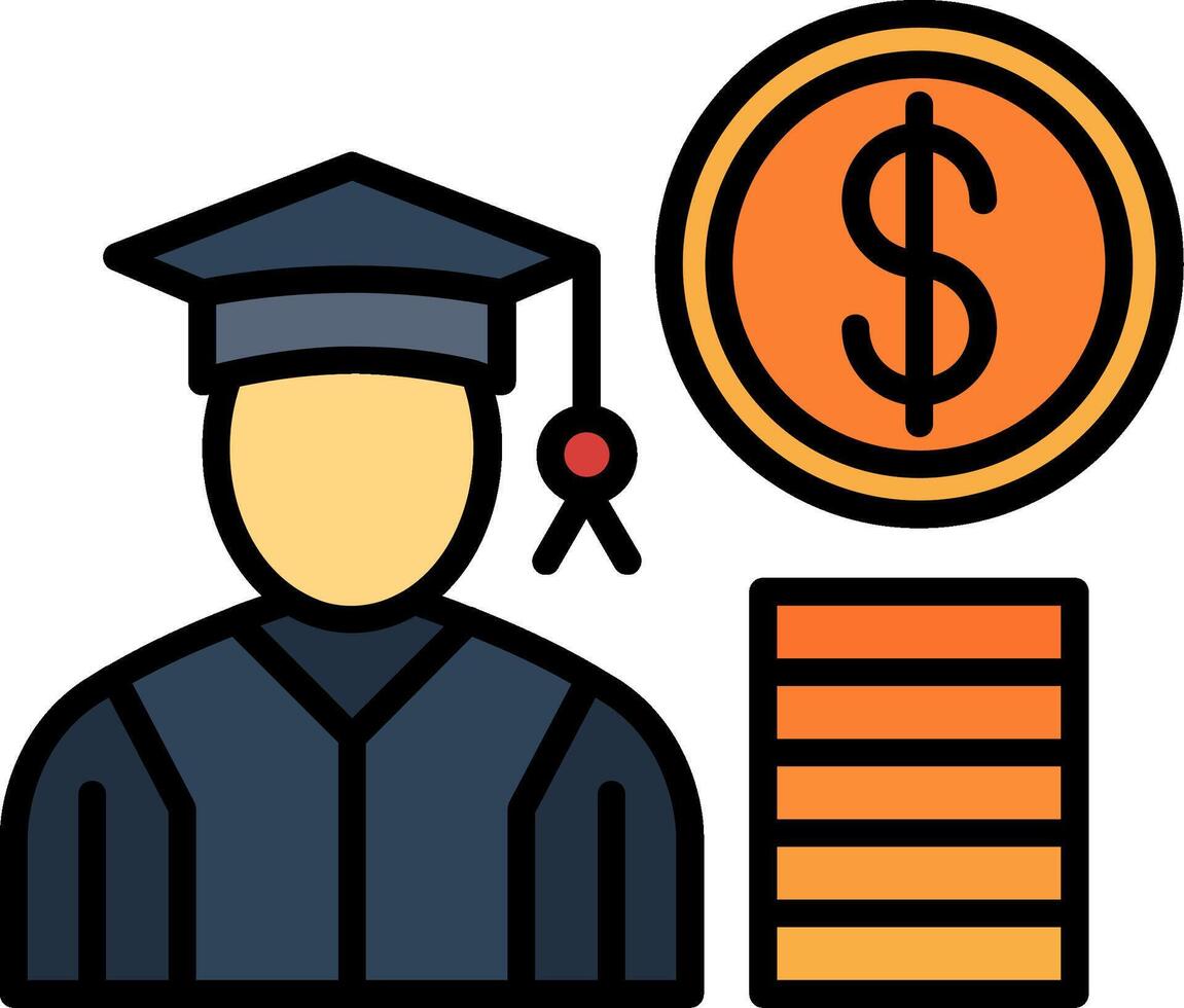 Student Loan Line Filled Icon vector