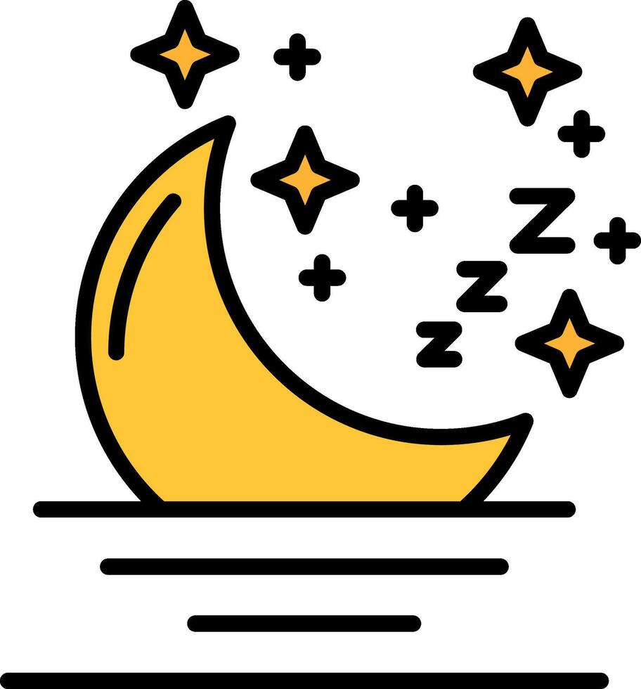 Moon Line Filled Icon vector