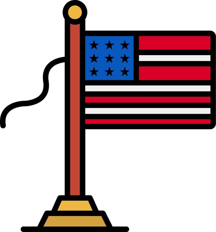 USA Flag Line Filled Icon vector