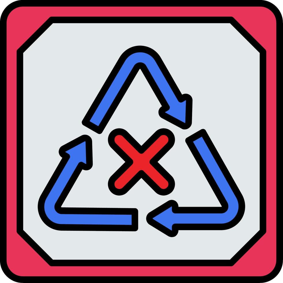 Do Not Recycle Line Filled Icon vector