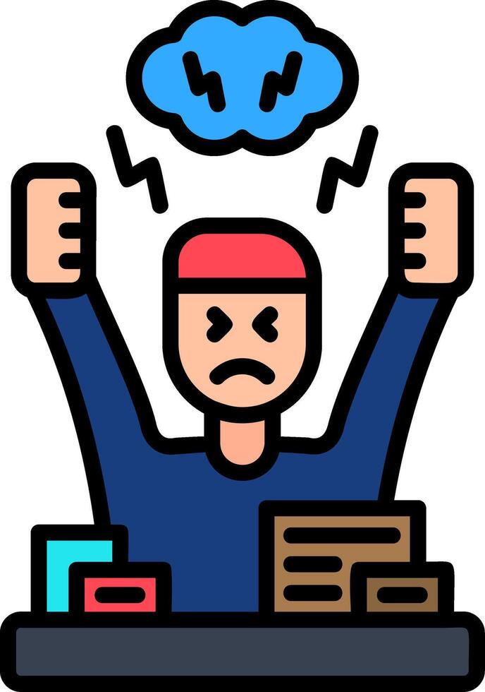 Angry Line Filled Icon vector