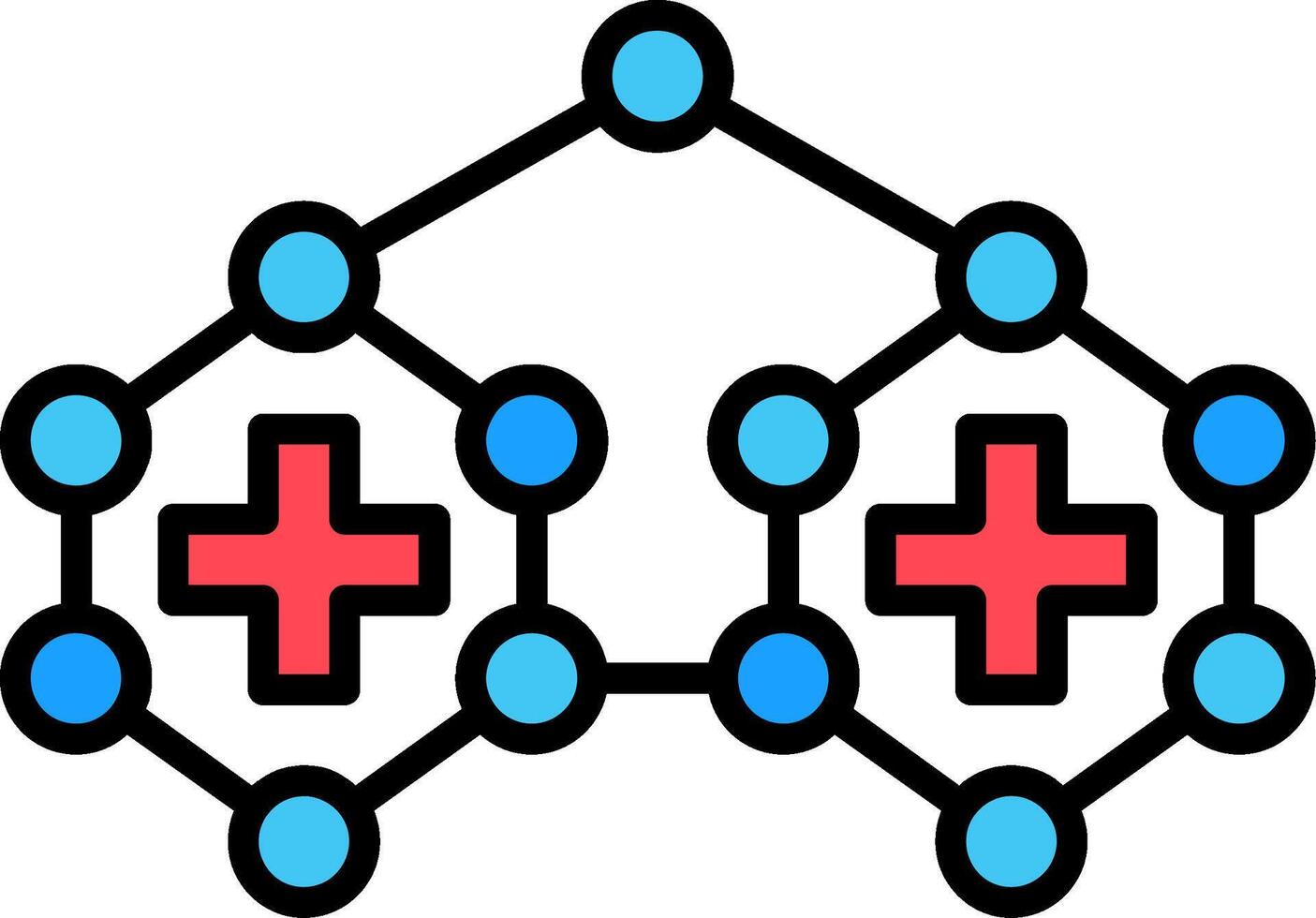 Glucose Molecule Line Filled Icon vector