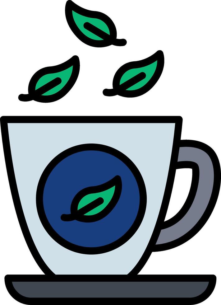Green Tea Line Filled Icon vector