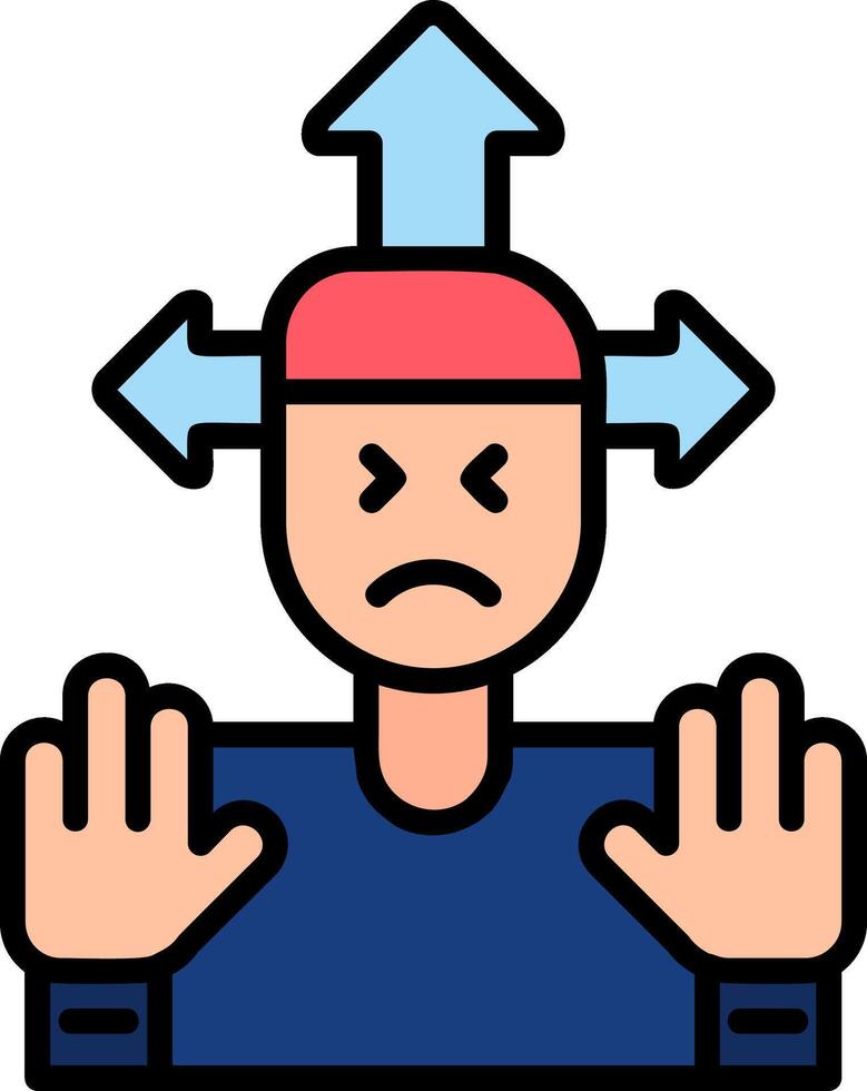 Distracted Line Filled Icon vector