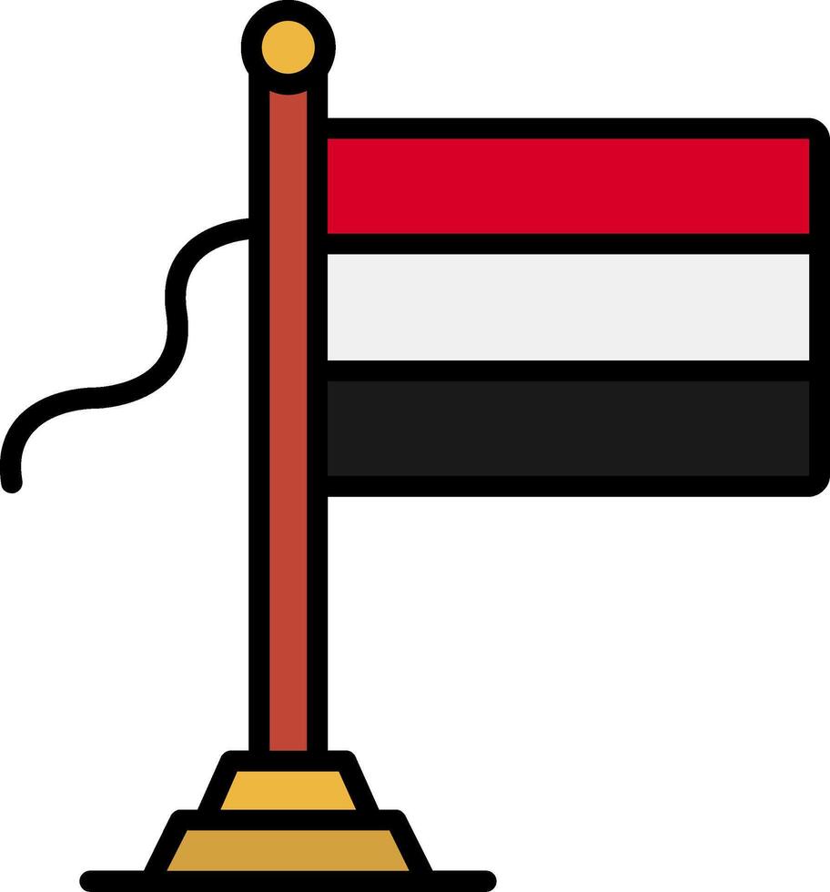 Yemen Flag Line Filled Icon vector