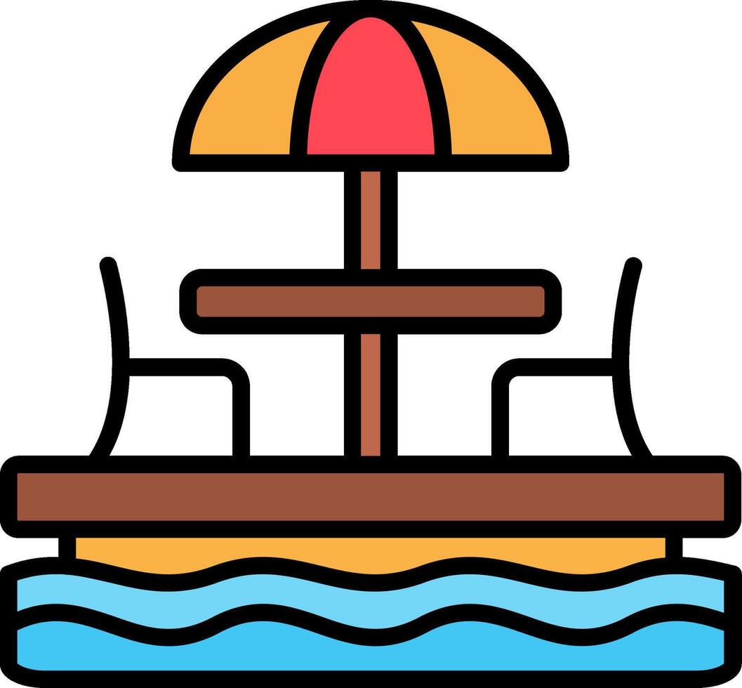Beach Chair Line Filled Icon vector