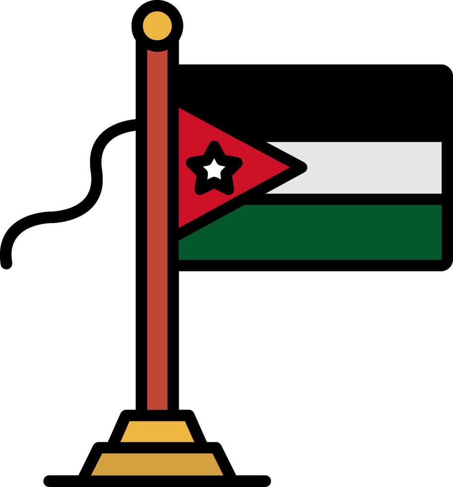 Jordan Flag Line Filled Icon vector