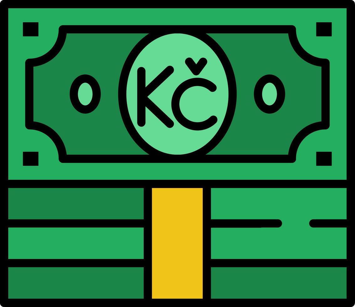 Czech Koruna Line Filled Icon vector