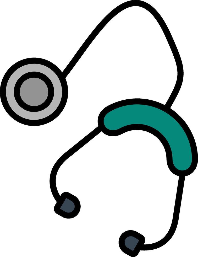 Doctors Stethoscope Line Filled Icon vector
