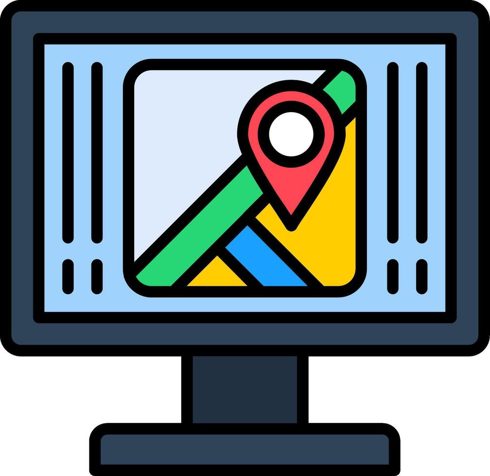 Map Line Filled Icon vector