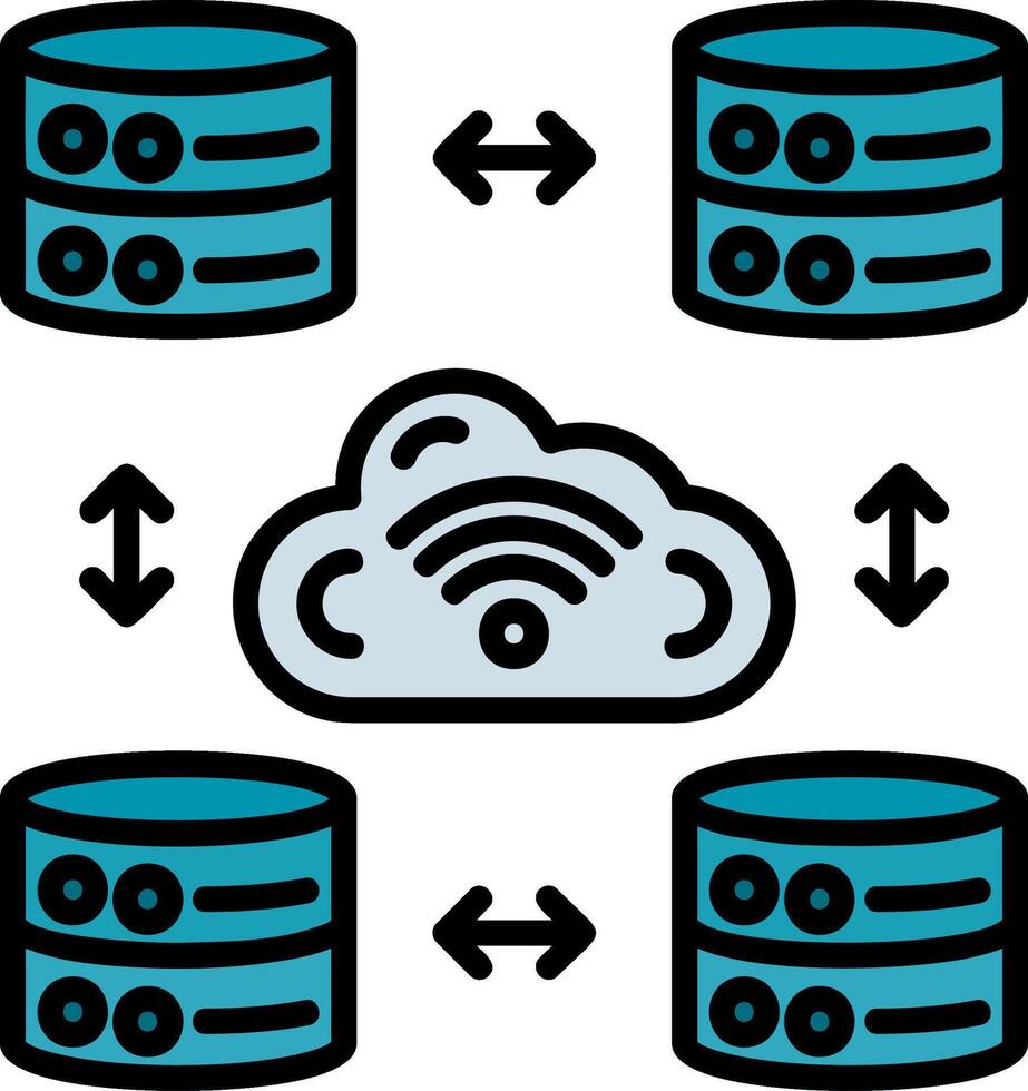 Big Data Line Filled Icon vector