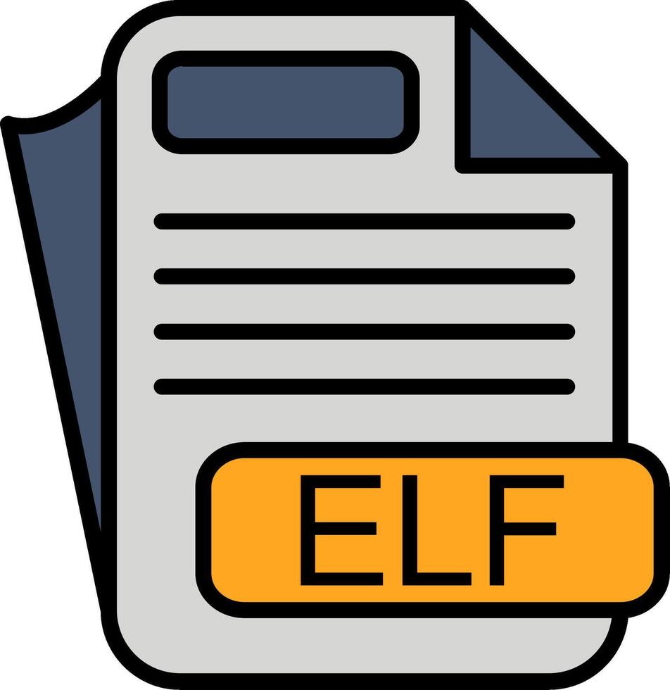 ELF File Format Line Filled Icon vector