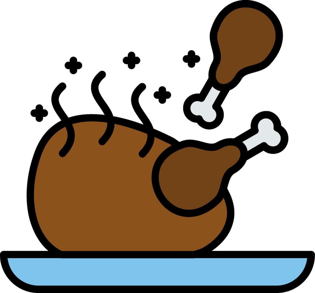 Fried Chicken Line Filled Icon vector