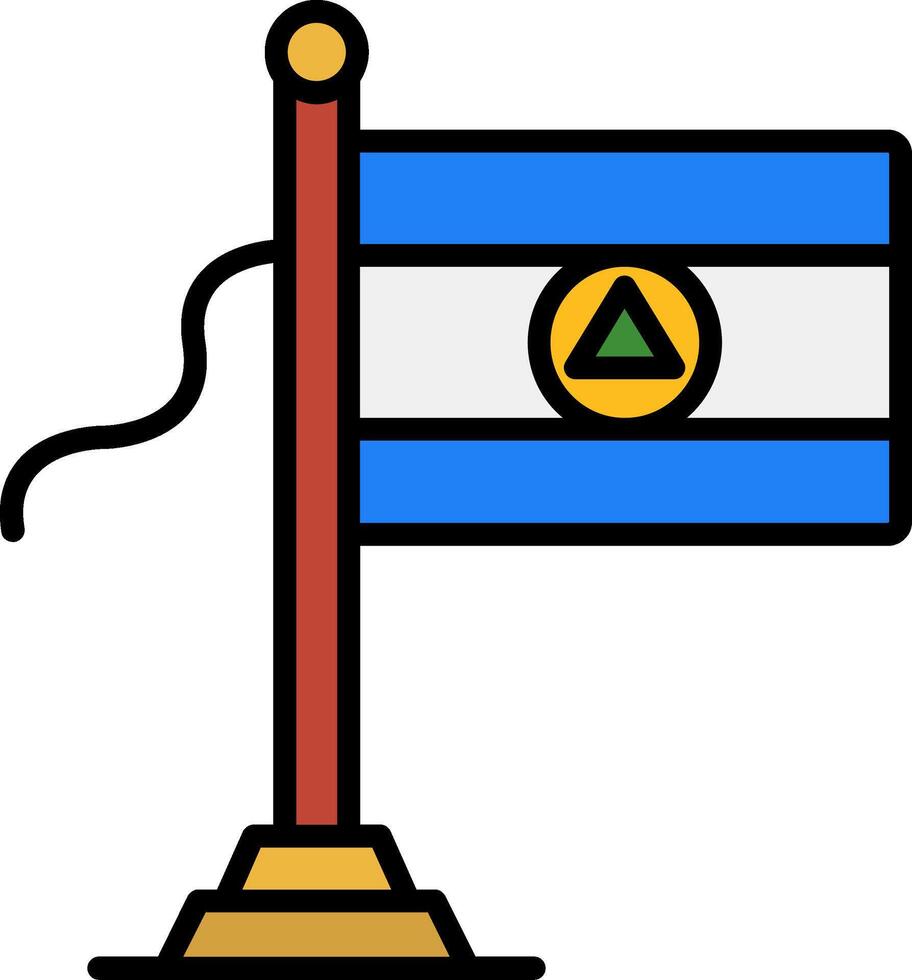 Nicaragua Flag Line Filled Icon vector