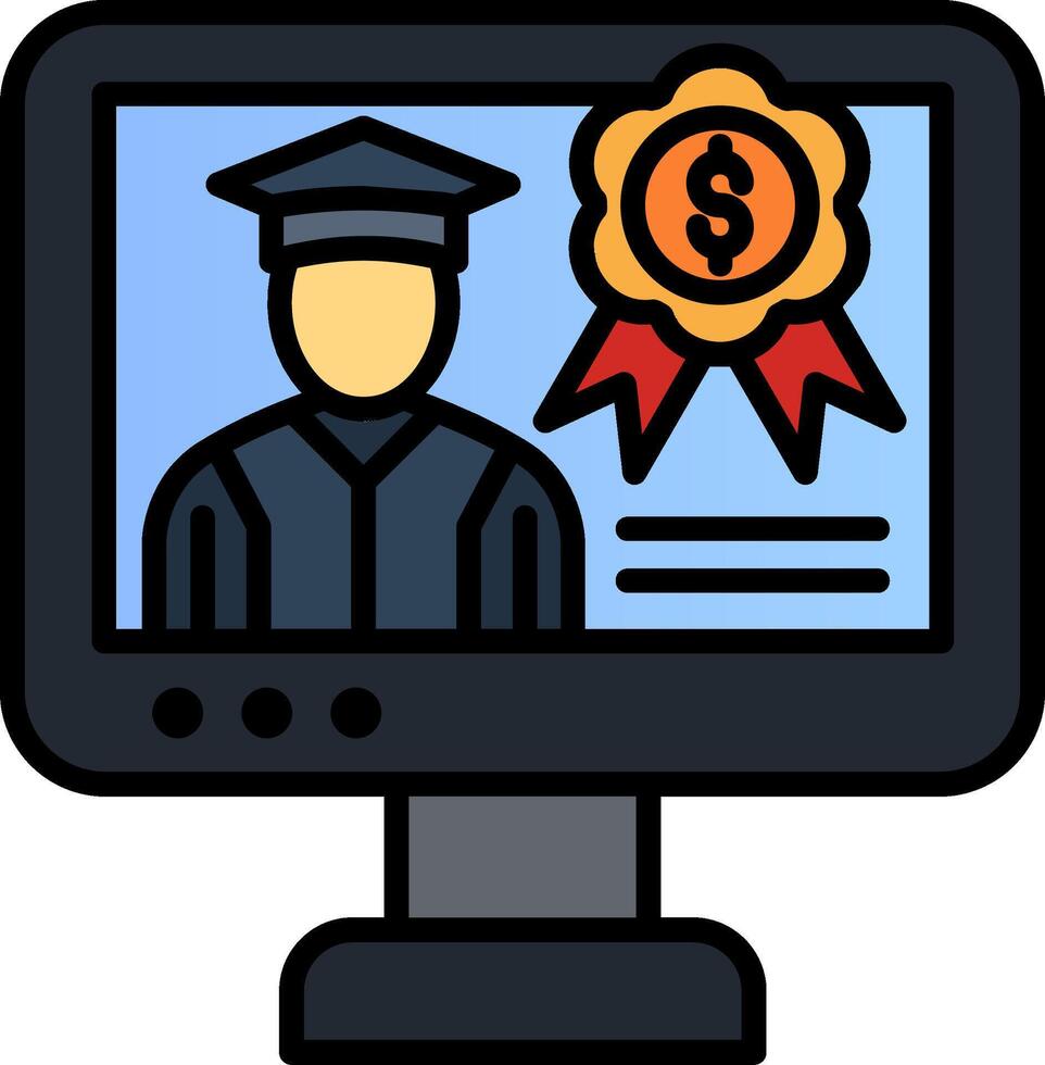 Online Learning Line Filled Icon vector