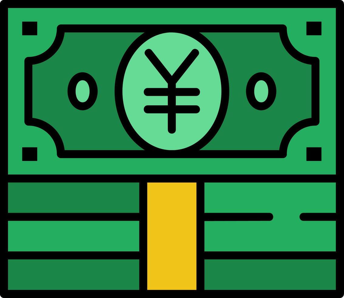 Yen Line Filled Icon vector