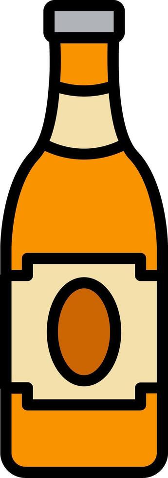 Beer Bottle Line Filled Icon vector