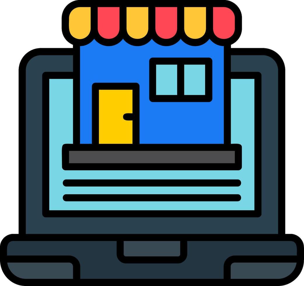 Online Shop Line Filled Icon vector