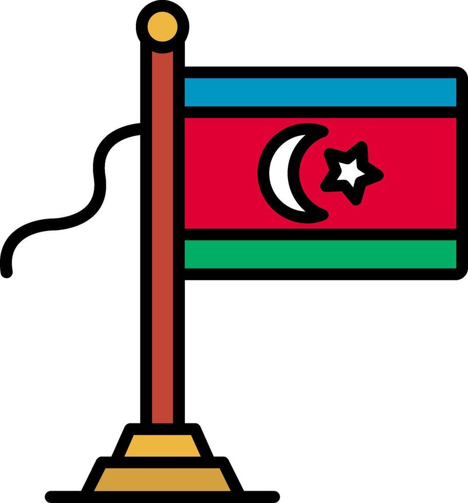 Azerbaijan Flag Line Filled Icon vector