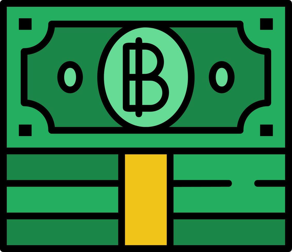 Baht Line Filled Icon vector