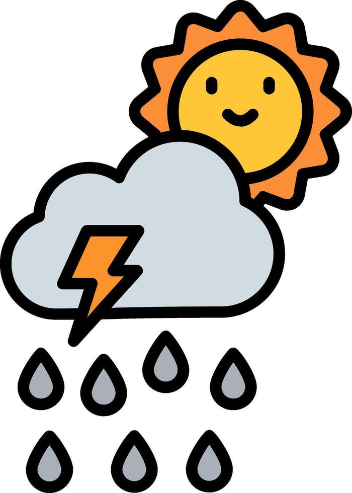 Rain Line Filled Icon vector