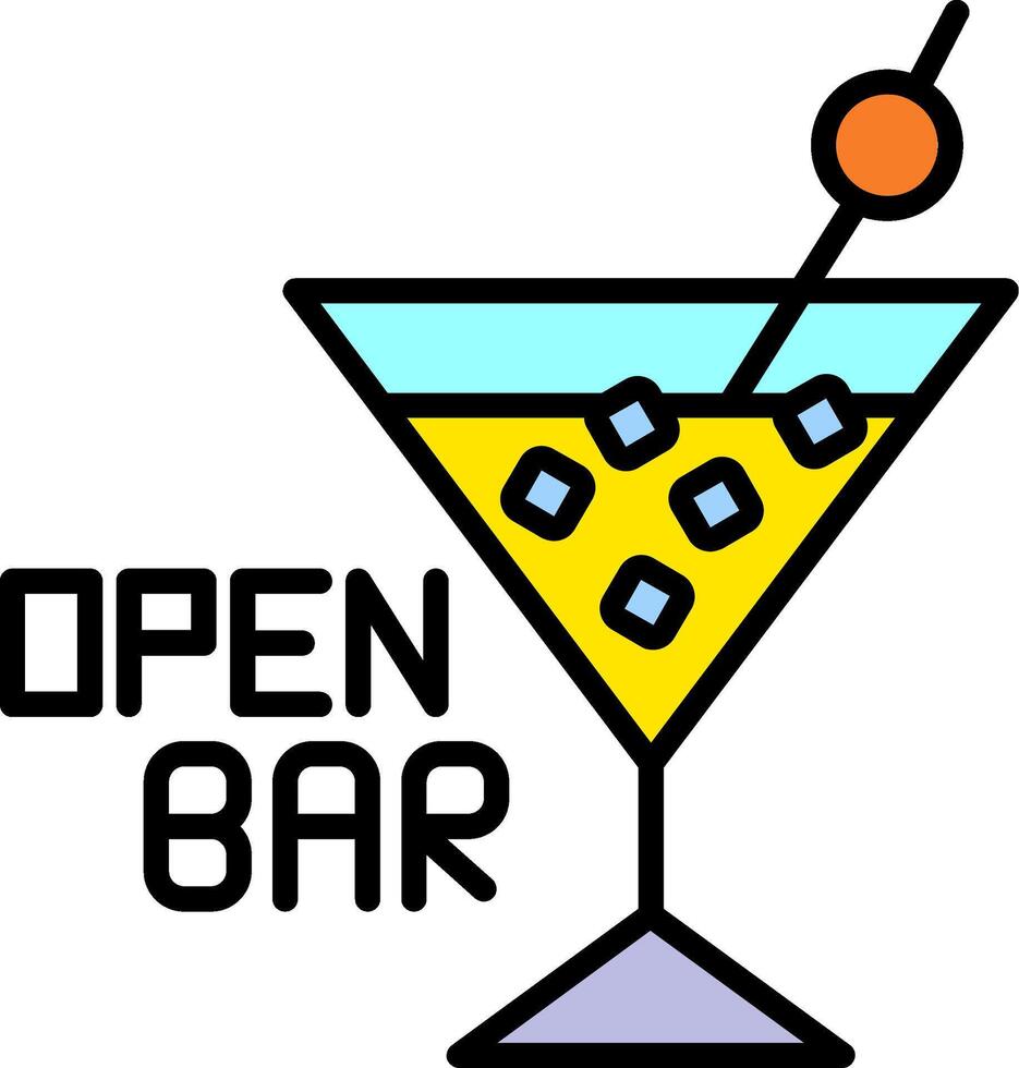 Open Bar Line Filled Icon vector