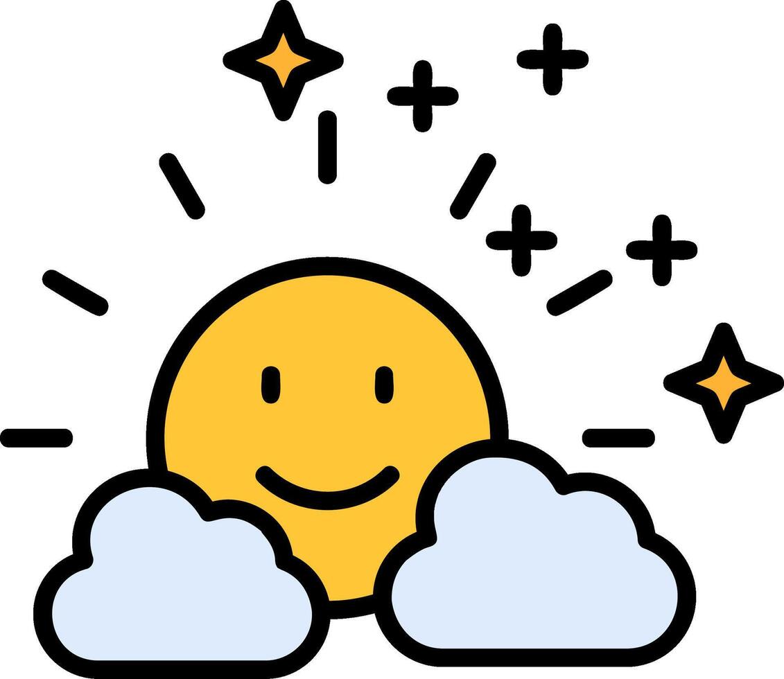 Sun Line Filled Icon vector