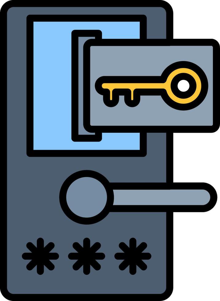 Door Lock Line Filled Icon vector