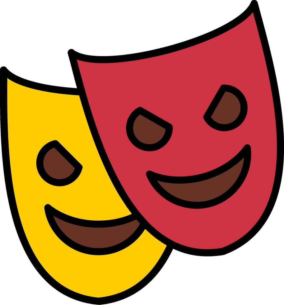 Theatre Mask Line Filled Icon vector