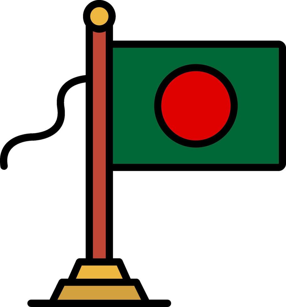 Bangladesh Flag Line Filled Icon vector