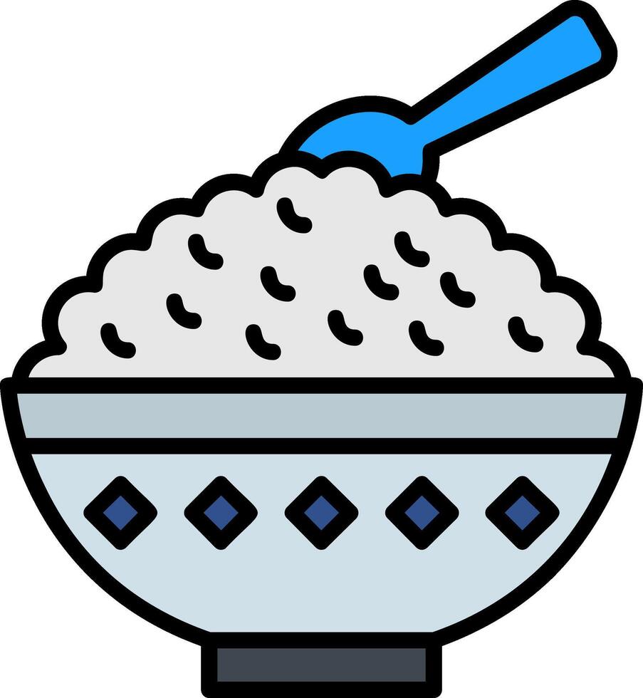 Rice Bowl Line Filled Icon vector