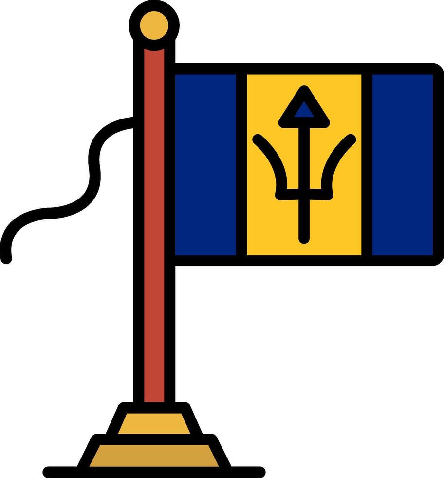 Barbados Flag Line Filled Icon vector