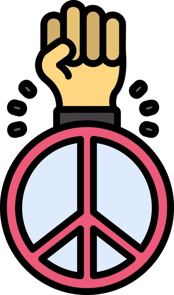 Peace Sign Line Filled Icon vector