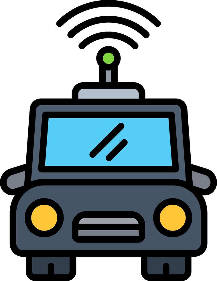 Autonomous Car Line Filled Icon vector