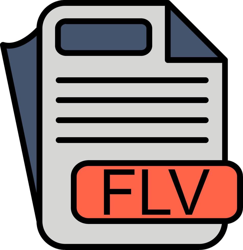 FLV File Format Line Filled Icon vector