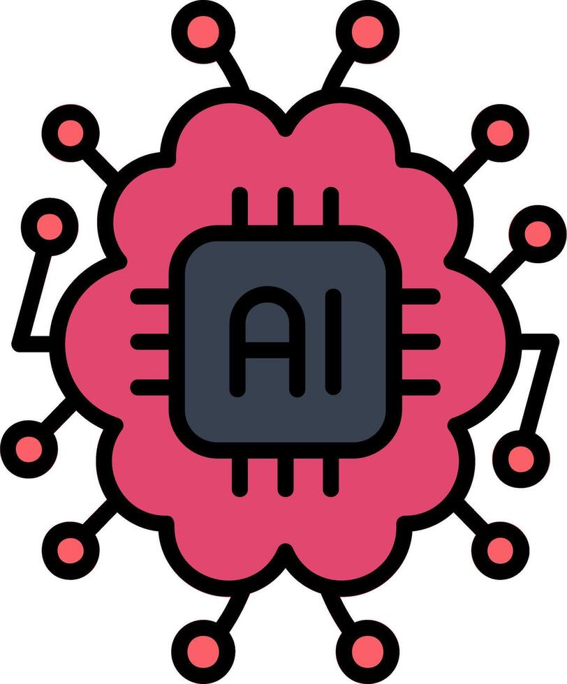 Brain Line Filled Icon vector