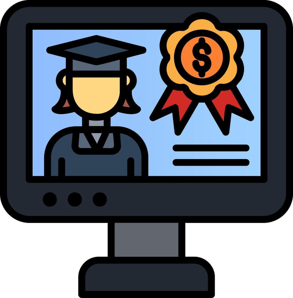 Online Learning Line Filled Icon vector