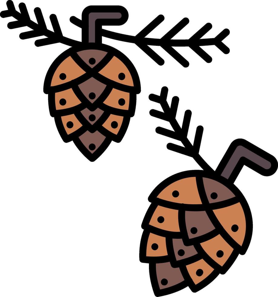 Pine Cone Line Filled Icon vector