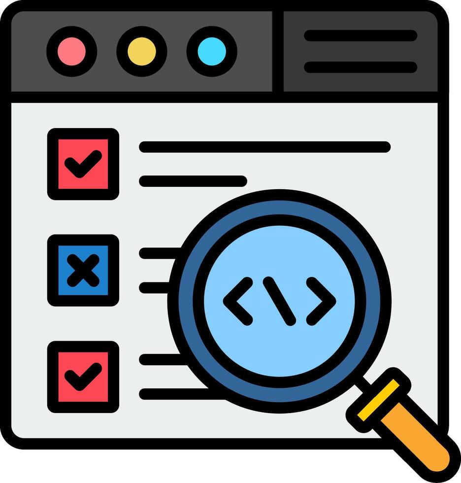Code Review Line Filled Icon vector